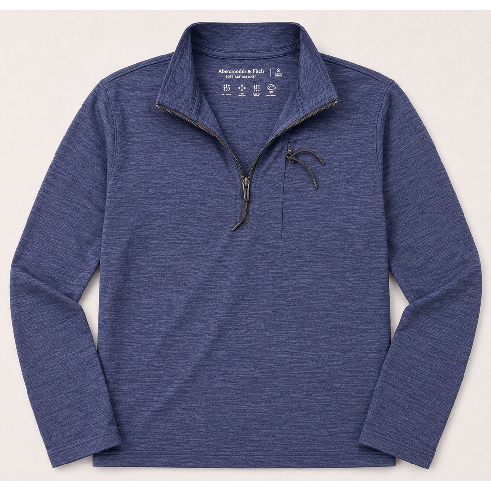 Abercrombie & Fitch Sweater Small Heathered Blue Quarter Zip 1/4 Zip Pullover